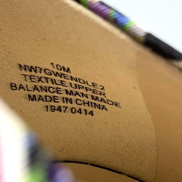 Nine West Abstract Print Fabric Gwendle 2 Stiletto Heels Black/Green/Purple Sz10 - Picture 6 of 9